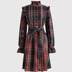 J. Crew NWT Ruffle Dress in Black Stewart Tartan - Size XS